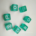 10*10 transparent cube in blue color English alphabet beads